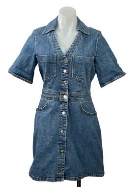 zara denim dress with puffy sleeves Zara - Z1975 Puff Sleeve Mini Denim Dress - Blue - Xs